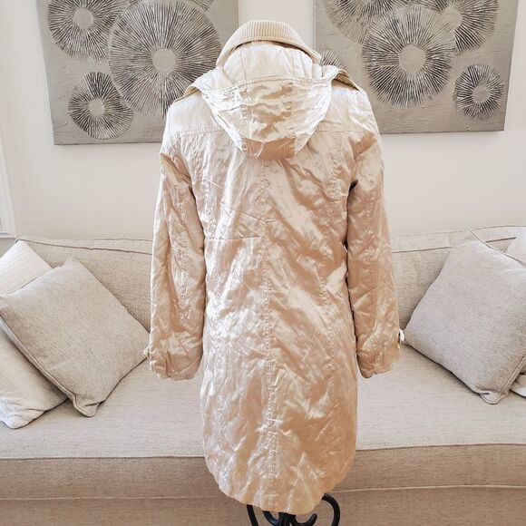 Pasha & Jo Champagne Long Hooded Medium-Weight Puffy Jacket size Small - Picture 7 of 12